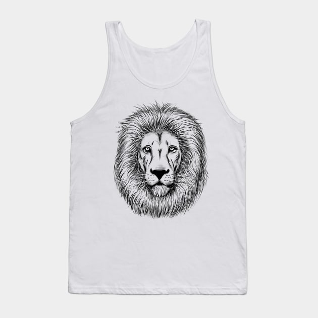 Lion Head Sketch Tank Top by zemluke